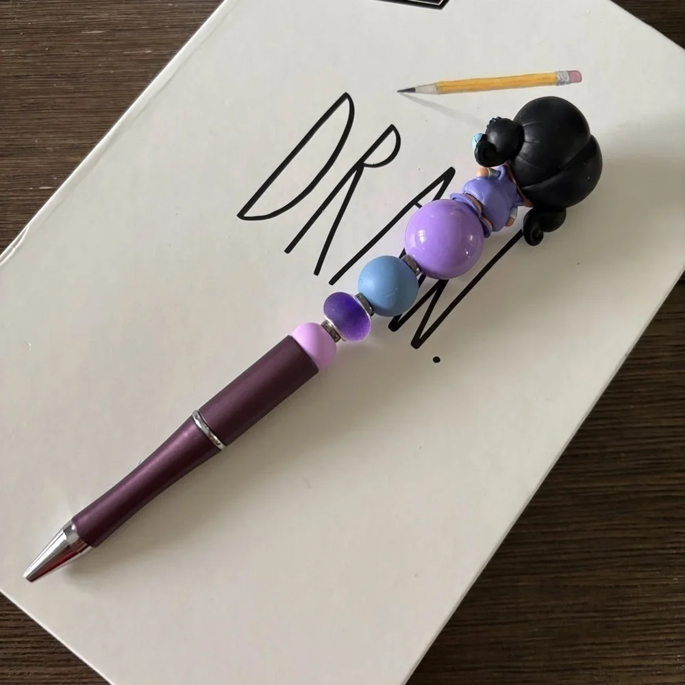 Rainbow Brite: Indigo handmade beaded pen